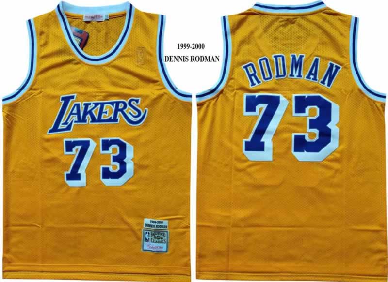 Lakers 73 Dennis Rodman Yellow 1999-2000 Hardwood Classics Mesh Jersey,We sell and wholesale Lakers 73 Dennis Rodman Yellow 1999-2000 Hardwood Classics Mesh Jersey on line form chian!